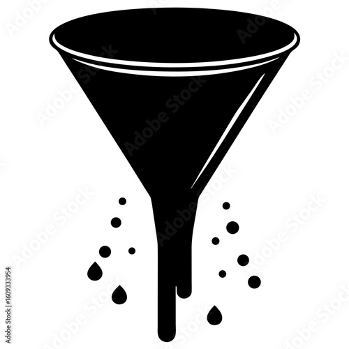 Black funnel filtering small droplets