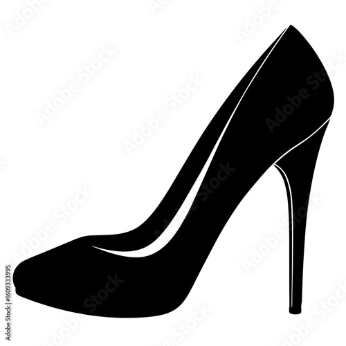 Elegant high heel shoe fashion footwear silhouette vector illustration
