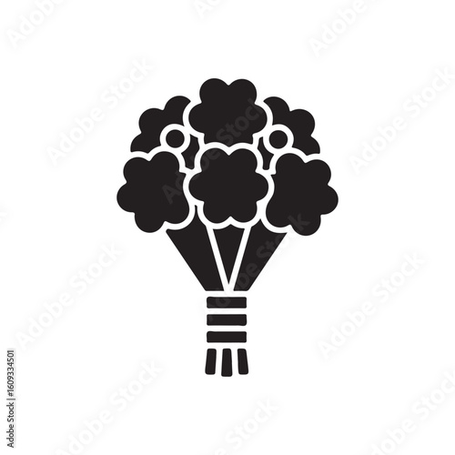 Wedding Flower Bouquet. Flat Vector Icon illustration. Simple black symbol on white background. Wedding Flower Bouquet sign design template for web and mobile UI element