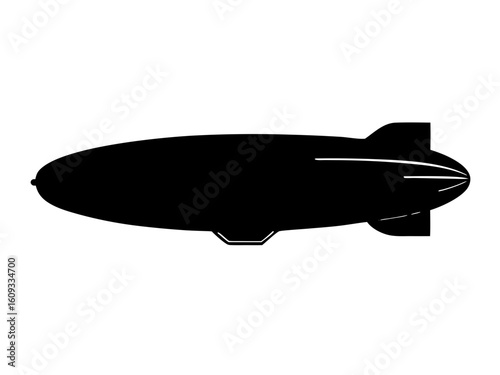 Vintage blimp zeppelin transport vehicle travel silhouette vector illustration