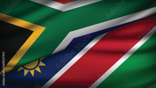 High Quality background with Two Flags of South Africa and Namibia