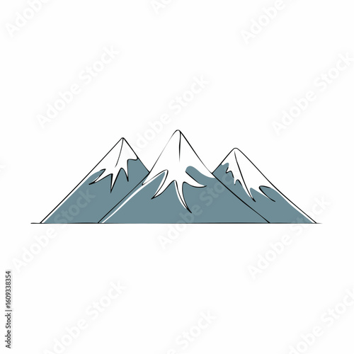 Black mountains in one line art style