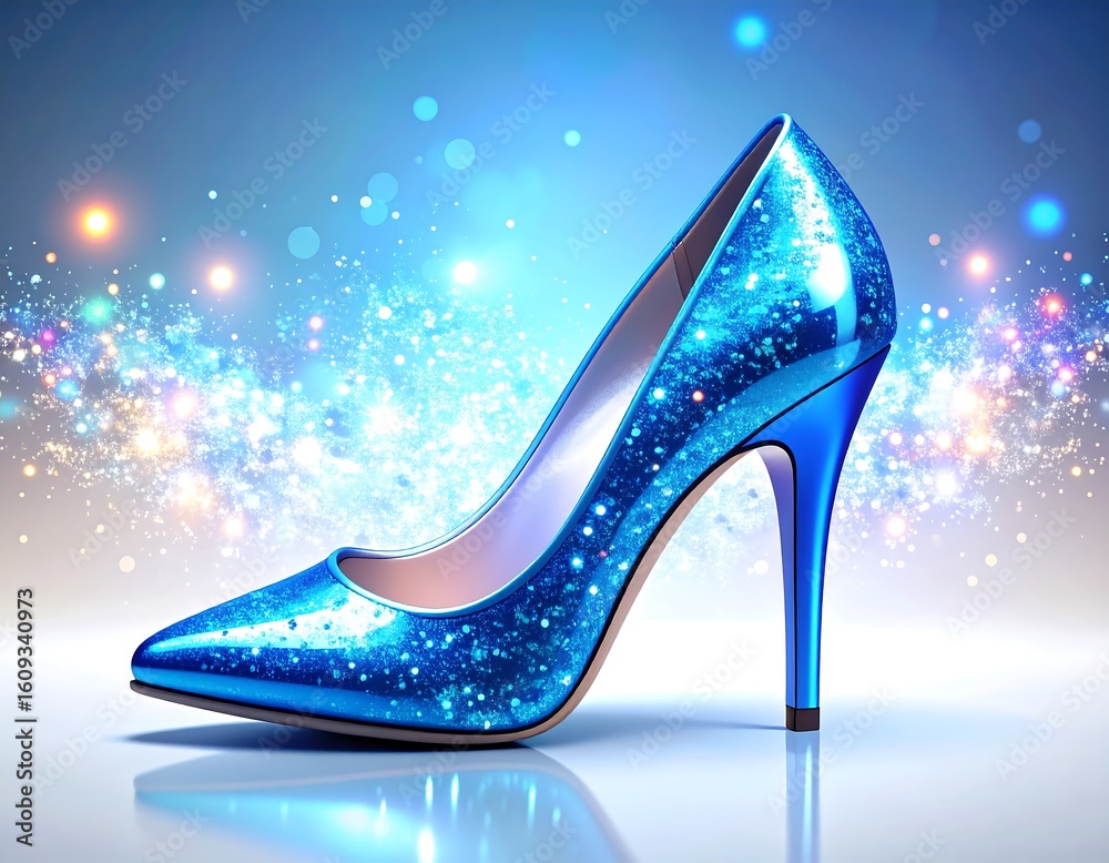 Obraz premium Sparkling blue high-heeled shoe