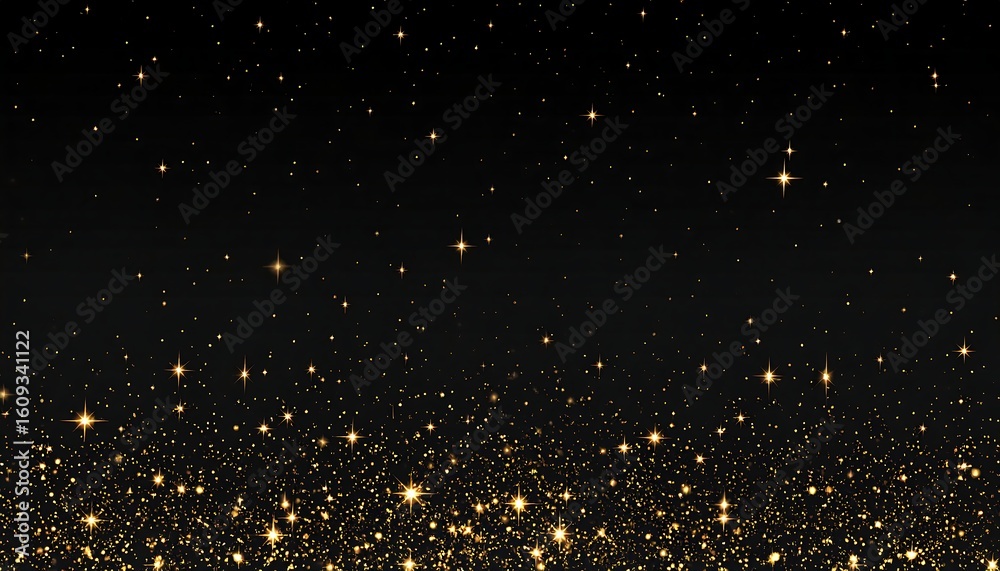 Obraz premium Golden glitter sparkles on black background