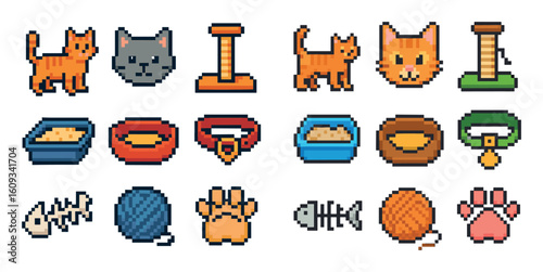 Pixel Cat Icons Grid