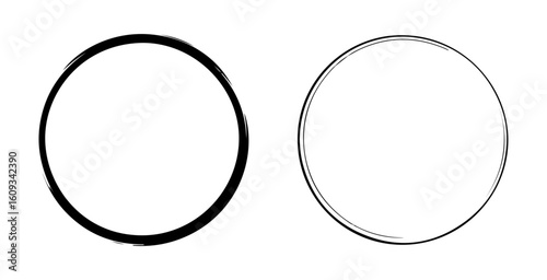 hand drawn circular scribble frame with rough outline