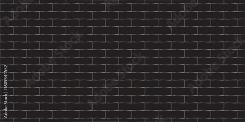 Abstract bathroom wall and floor brick wall texture background. black brick vector illustration texture of the wall with masonry Bricks laid in rows background.