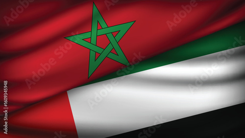 High Quality background with Two Flags of Morocco and UAE  