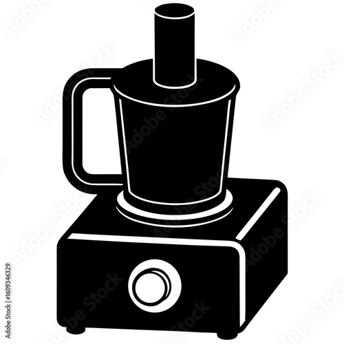 Black and white illustration of a food processor
