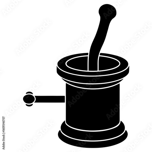 Black silhouette of a mortar and pestle