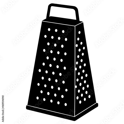 Black and white illustration of a box grater