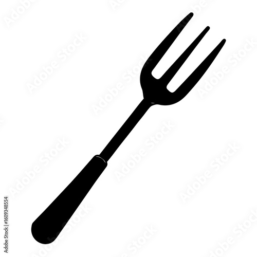 Simple black silhouette of a three pronged fork