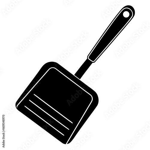 Black dustpan with handle and hanging hole