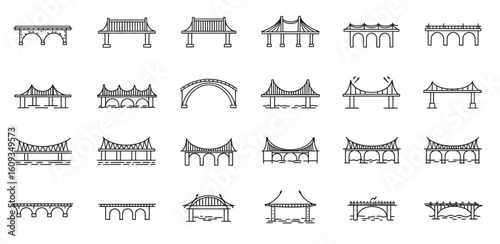 Wallpaper Mural Bridge Icon Set – Minimal Vector Silhouettes of Modern and Classic Bridge Types Torontodigital.ca