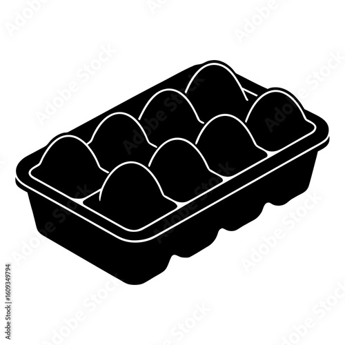 Black silhouette of a six egg carton