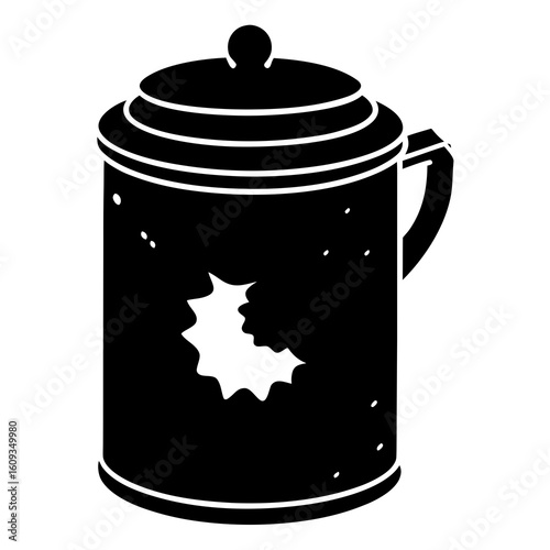 Black silhouette of a damaged pot with a hole