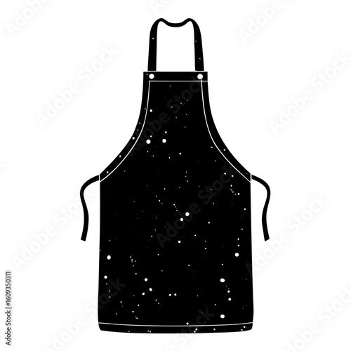 Black apron with white splatter texture