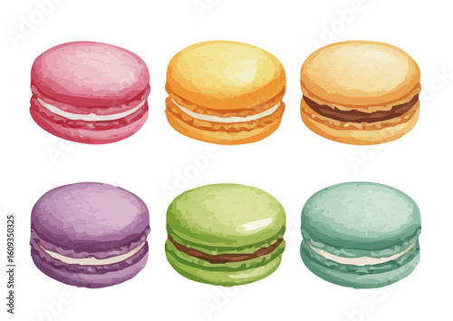 Vector watercolor sweets / 水彩テイストのマカロンイラスト