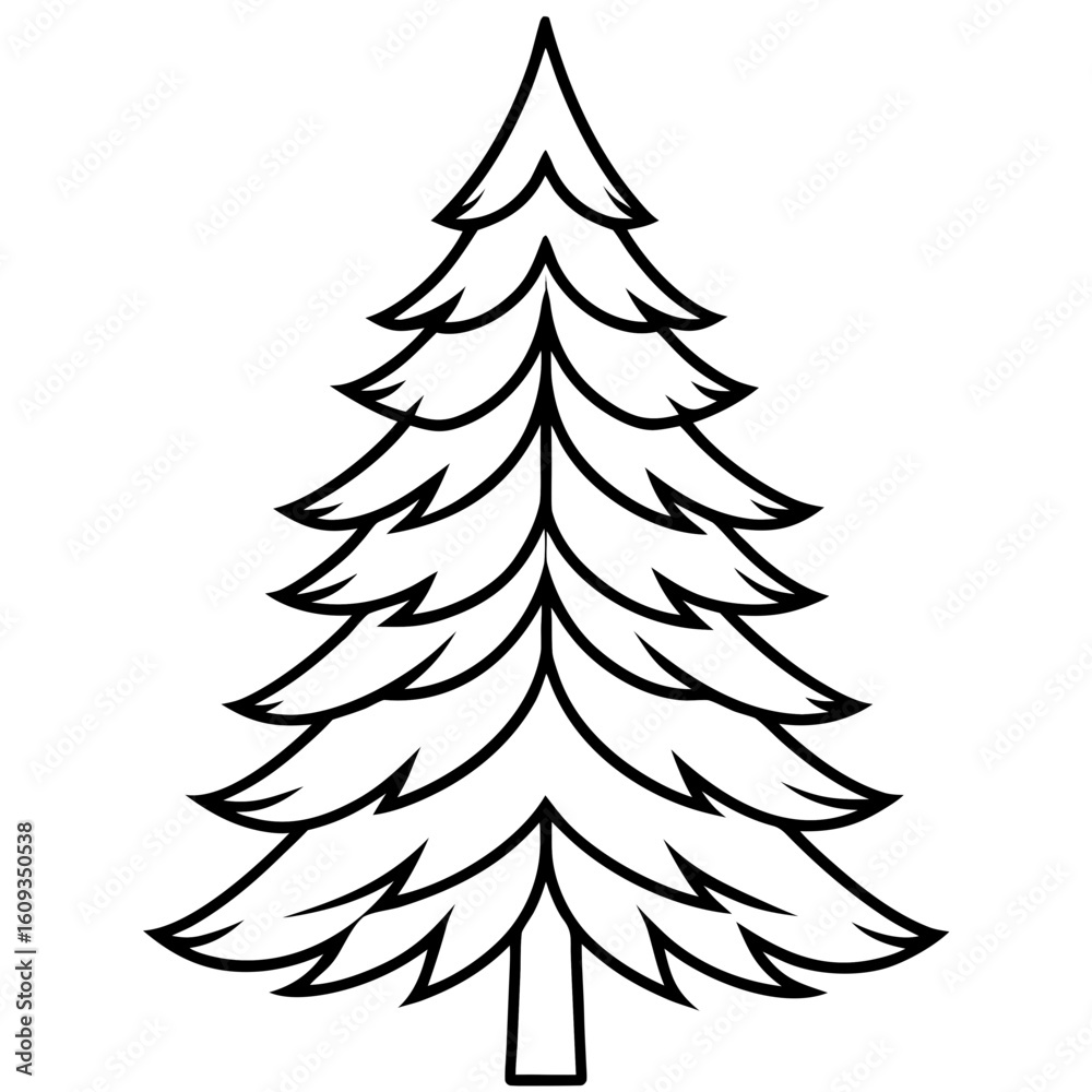 Obraz premium Single Evergreen Outline – Clean Vector