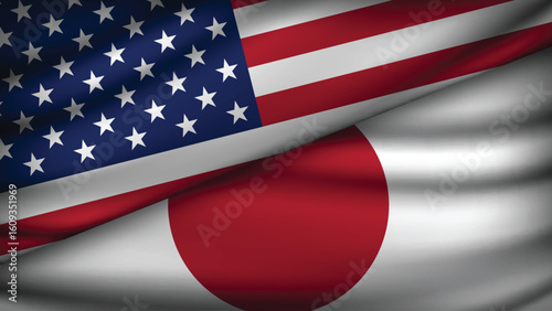 High Quality background with Two Flags of USA and Japan  