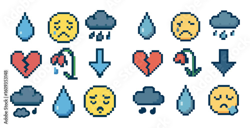 Sadness Pixel-Art Icons