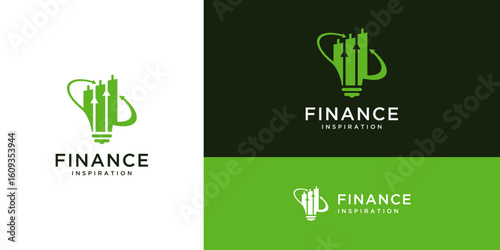 Finance chart and light bulb logo design inspiration. Creative vector financial smart and strategy based icon template.