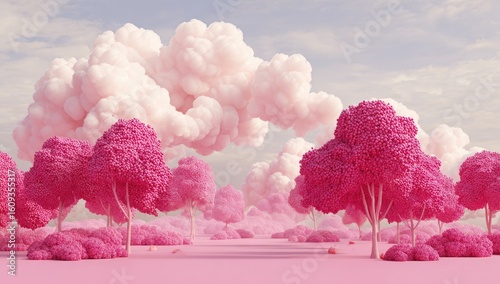 Wallpaper Mural Pastel pink landscape with fluffy clouds Torontodigital.ca