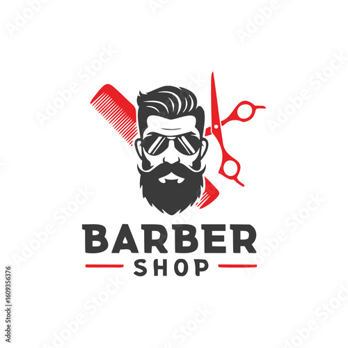 Barber shop logo template vector
