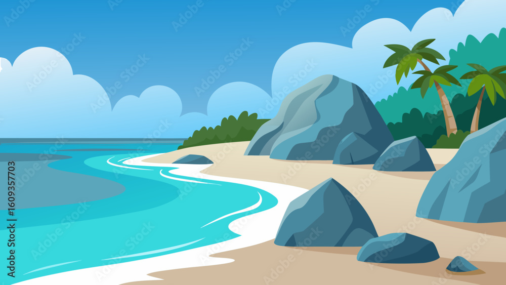 Fototapeta premium Tropical Beach Vector Illustration