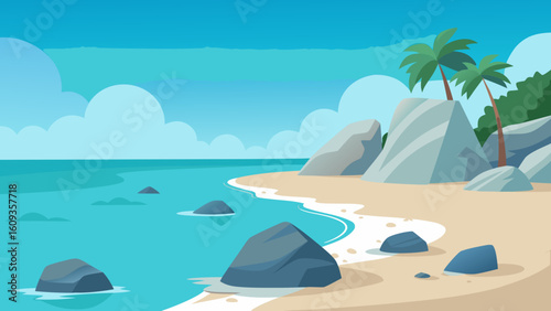 Tropical Beach Vector Illustration
