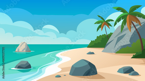 Tropical Beach Vector Illustration