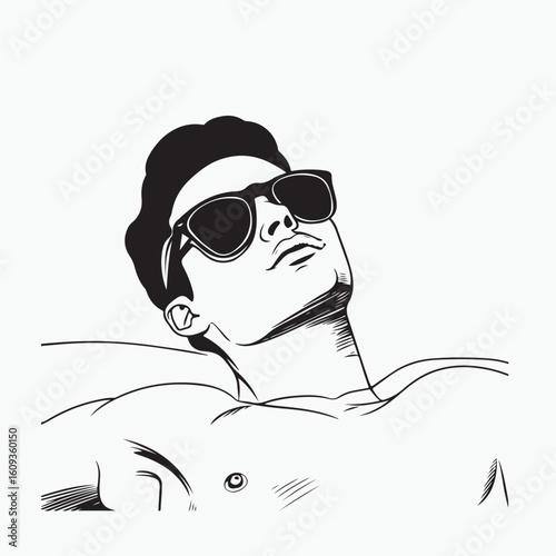 illustration of a man sunbathing