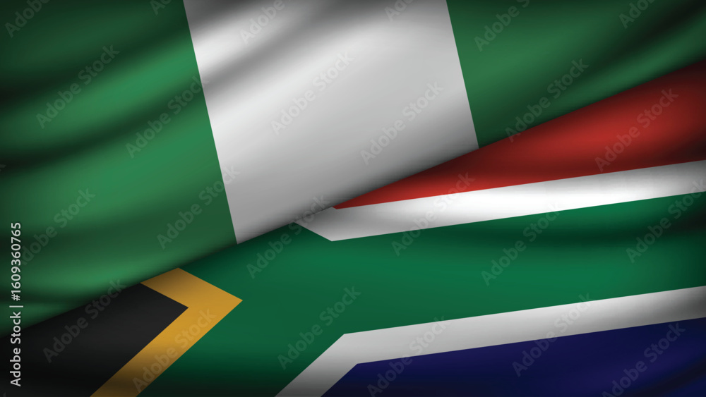 Obraz premium High Quality background with Two Flags of Nigeria and South Africa