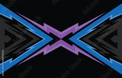 Abstract sporty colorful background with jagged arrow line pattern and with some copy space area