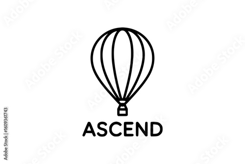 Ascend Hot Air Balloon Logo – Bold Minimalist Vector Line Art for Apparel and Vinyl Cutting generative ai
