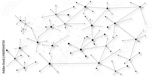 Minimal monochrome molecular structure or digital data mesh pattern science, technology, blockchain, or communication background concept. Abstract background of molecular structures. 