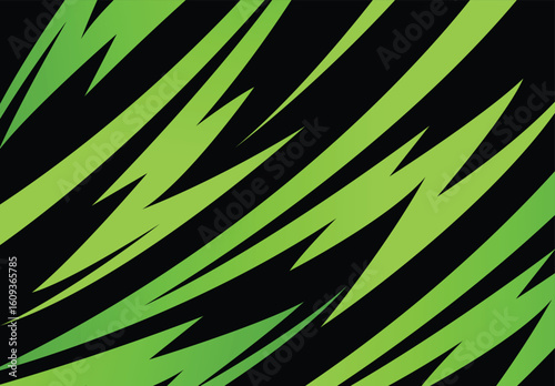 Abstract background with curved spikes and zigzag gradient line pattern
