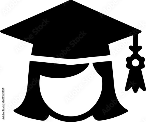 Female Graduate Silhouette – Woman in Cap Holding Diploma Scroll