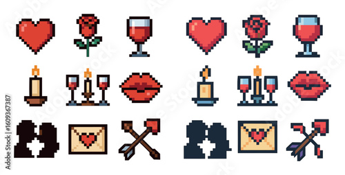 Pixel Love Icons Grid