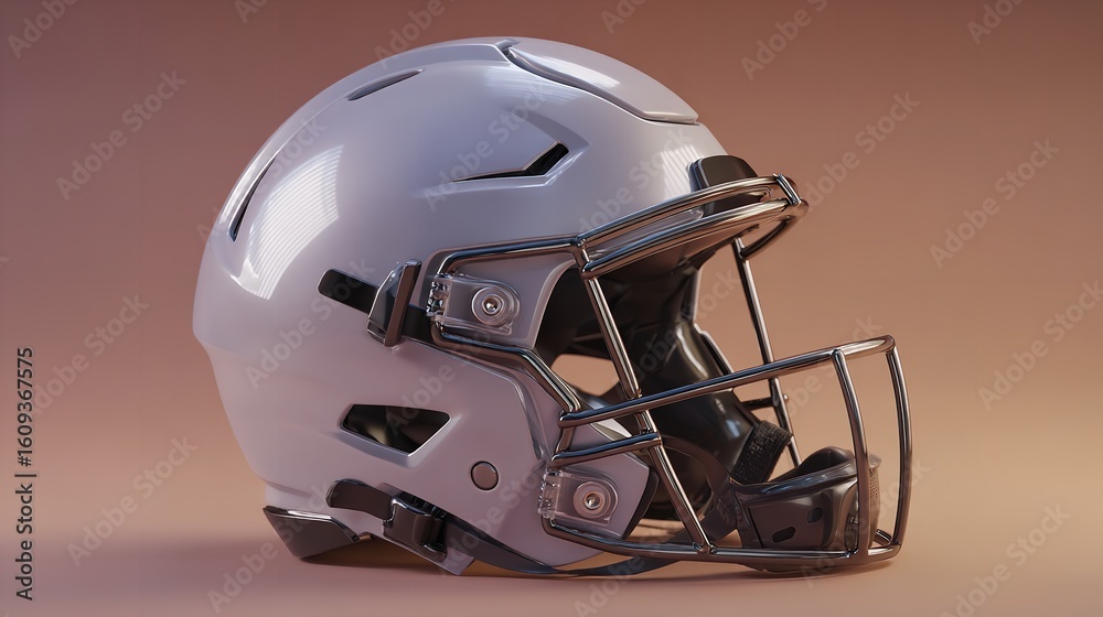 Fototapeta premium Red American Football Helmet with Stripes: Red or orange American football helmet with black