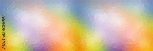 Wallpaper Mural Long banner. Pastel rainbow blue yellow lilac background, crystals mosaic. copy space Torontodigital.ca