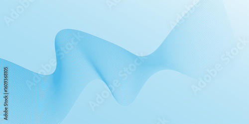Abstract simple blue smooth waves on white concept design background.