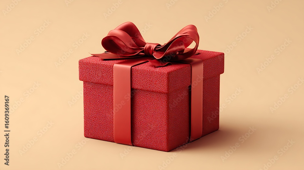 Obraz premium Red gift box with ribbon and bow isolated on clean background festive packaging elegant and cheerful presentation style