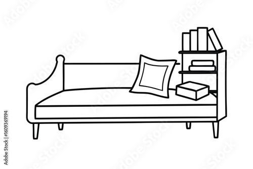 Room With Daybed Bookshelves And Throw Pillows