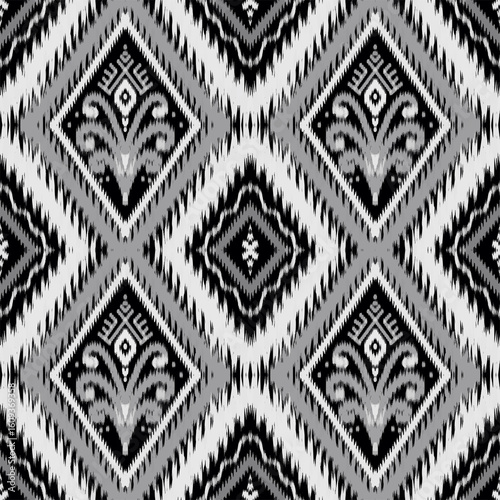 Wallpaper Mural  Ikat fabric Gray Black tract symbol Torontodigital.ca