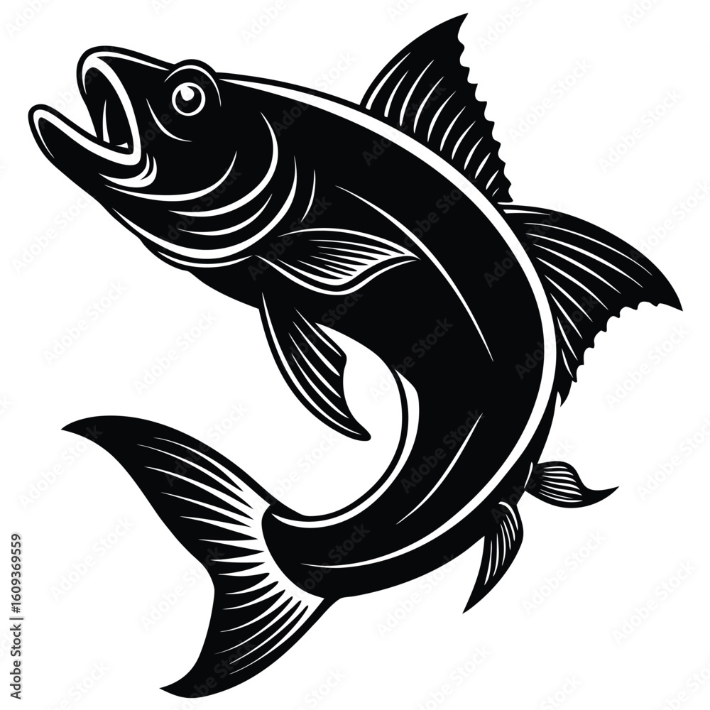 Fototapeta premium Dynamic illustration of a powerful leaping fish, capturing its aquatic energy and vibrant movement.