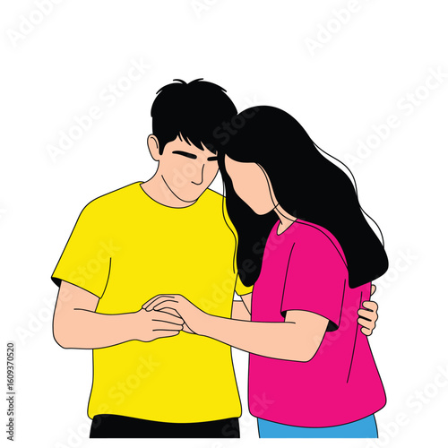 Vector illustration of a couple compassion hug 