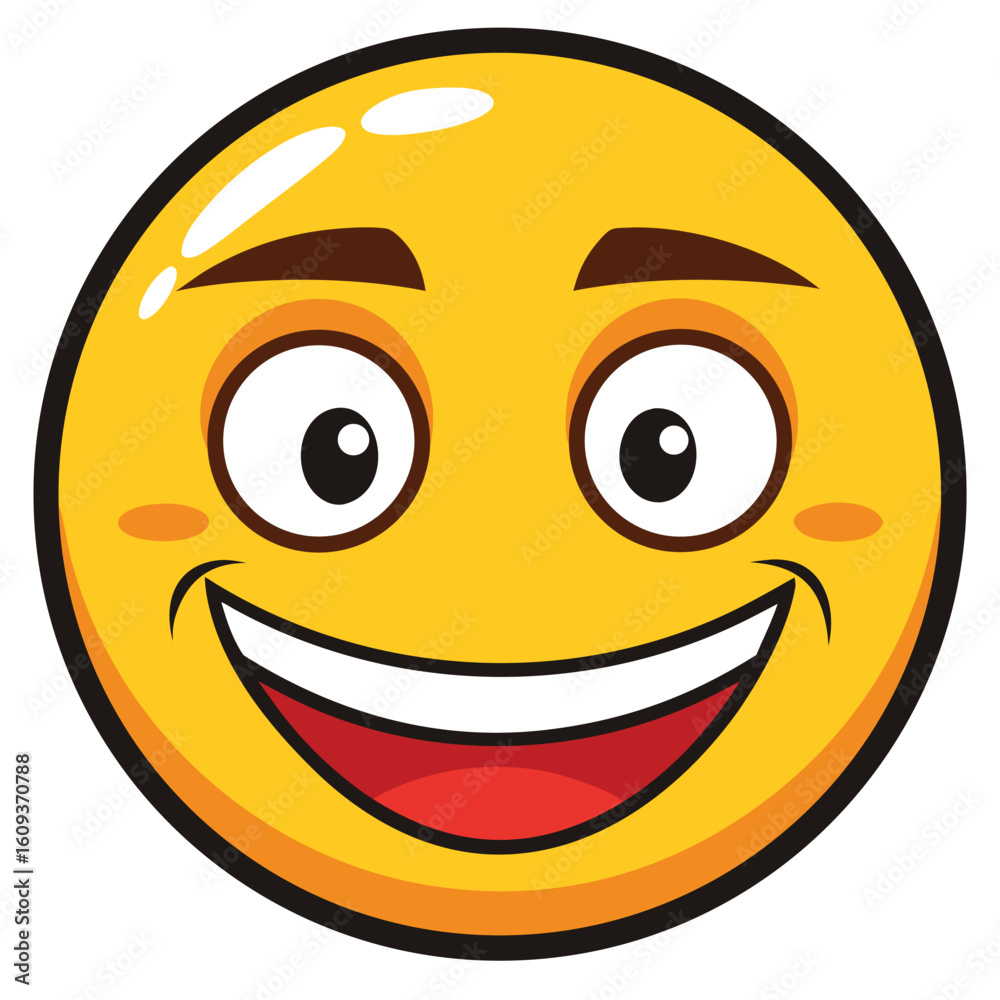 Fototapeta premium Smiling anime boy with big eyes and cheerful facial expression