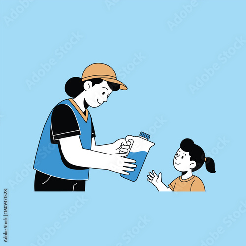 A helper water to little girle vector.