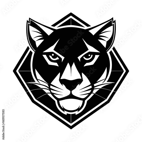 silhouette cougar head logo vector